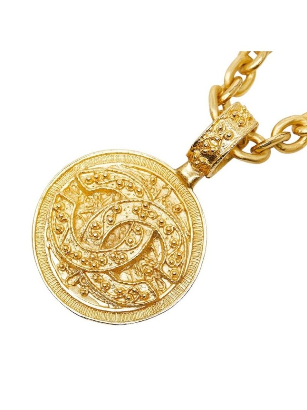 Chanel CC Logo Chain Necklace Gold Plated